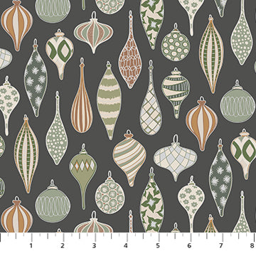 Snowfall by Pippa Shaw - Ornaments in Gray (Qty 1 = 1/2 yd)
