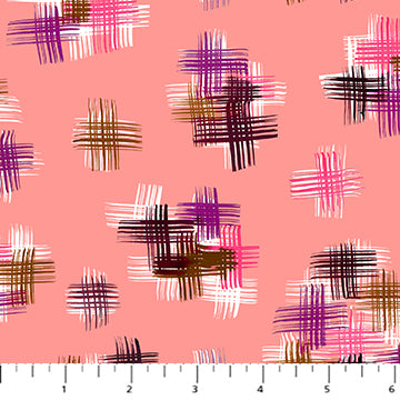 Painted Garden by Josephine Kimberling - Coral Crosshatch (Qty 1 = 1/2 yd)