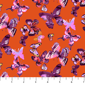 Painted Garden by Josephine Kimberling - Orange Butterfly (Qty 1 = 1/2 yd)