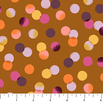 Painted Garden by Josephine Kimberling - Multi Spots in Ochre (Qty 1 = 1/2 yd)