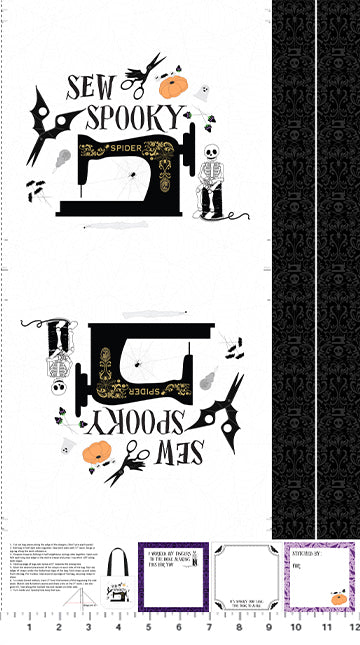 Mr. Bones Sews by Kimberlee Peers-Moore -  Spooky Tote Panel (Qty 1 = 1 Panel)