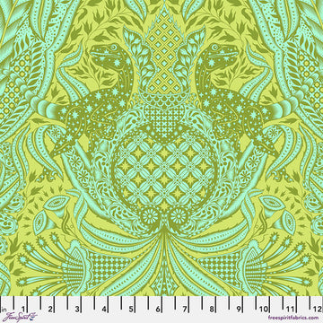 Roar! by Tula Pink - Gift Rapt in Lime (Qty 1 = 1/2 yd)