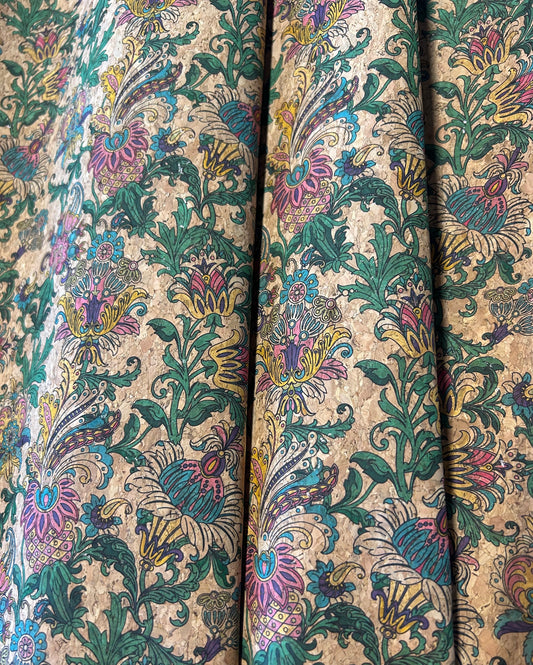 Cork Fabric - Colorful Floral on Natural