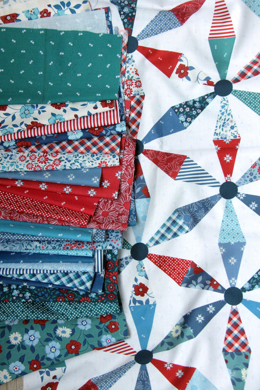 Front Porch by Allison Harris - Spinning Daisies Wholecloth (Qty 1 = 1/2 yd)