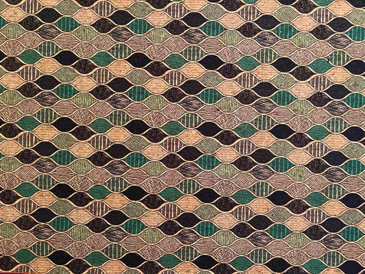 Cork Fabric - Sketchy Green Waves