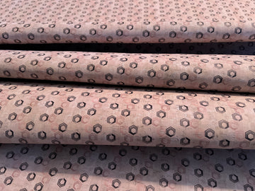 Cork Fabric - Pink & Black Hexies on Pale Pink