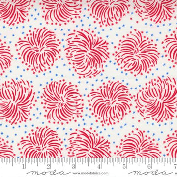 Holiday Americana by Stacy Iest Hsu - Fireworks in White (Qty 1 = 1/2 yd)