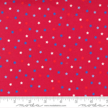 Holiday Americana by Stacy Iest Hsu - Multi Stars in Red (Qty 1 = 1/2 yd)