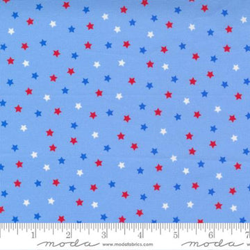 Holiday Americana by Stacy Iest Hsu - Multi Stars in Sky Blue (Qty 1 = 1/2 yd)