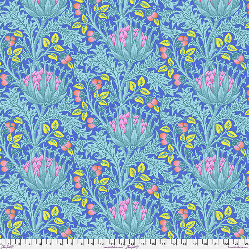 Kaffe X Morris & Co. - Artichoke in Blue (Qty 1 = 1/2 yd)