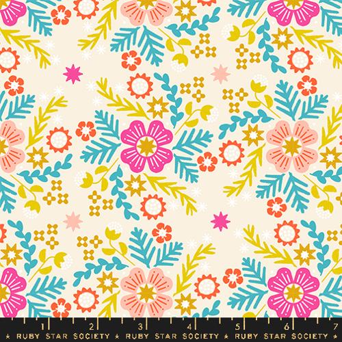 Pivot by Rashida Coleman Hale - Wildflower in Natural (Qty 1 = 1/2 yd)