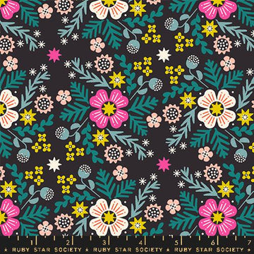 Pivot by Rashida Coleman Hale - Wildflower in Black (Qty 1 = 1/2 yd)