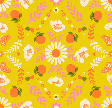 Juicy by Melody Miller - Poppy Garden in Golden Hour (Qty 1 = 1/2 yd)