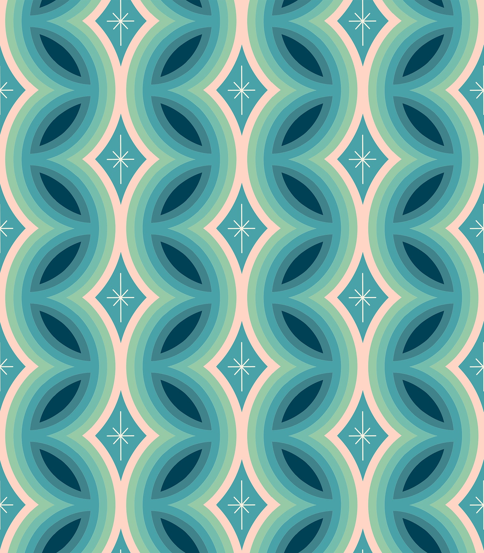 Juicy by Melody Miller - Geometric Border in Dark Turquoise (Qty 1 = 1/2 yd)