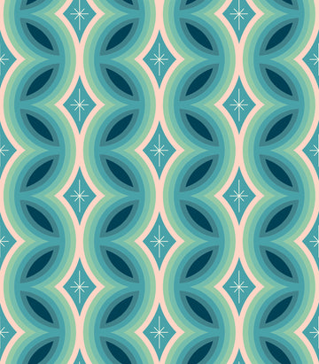 Juicy by Melody Miller - Geometric Border in Dark Turquoise (Qty 1 = 1/2 yd)