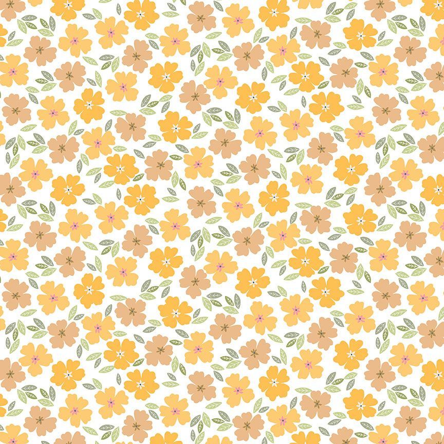 The Bee's Knees by Dear Stella -  Posies in White (Qty 1 = 1/2 yd)