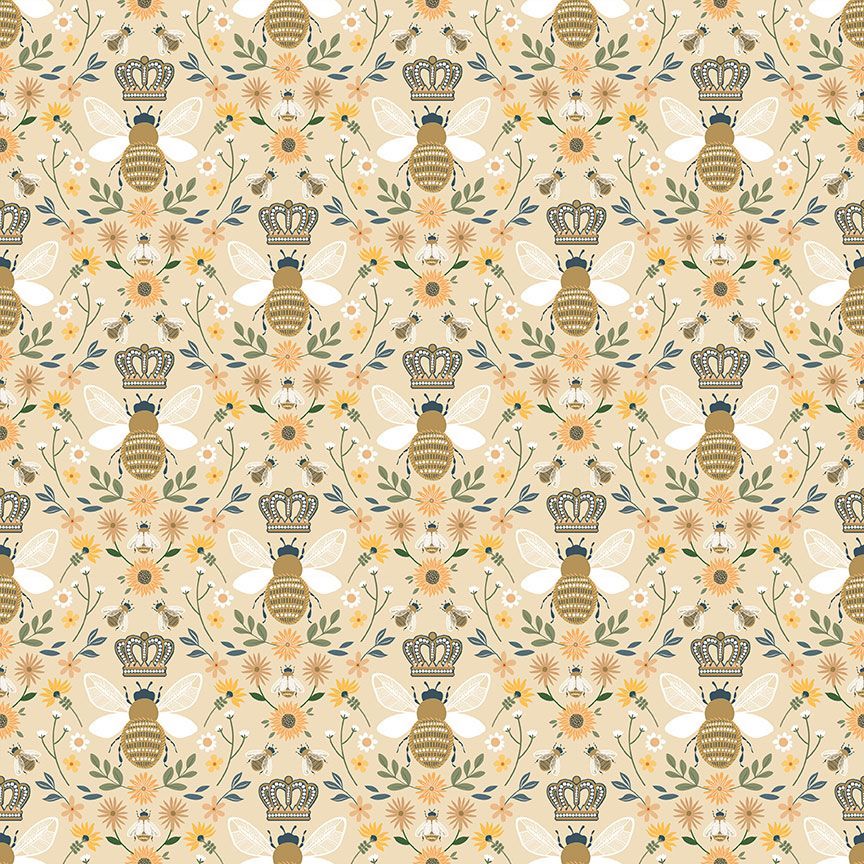 The Bee's Knees by Dear Stella -  Queen Bee in Sand (Qty 1 = 1/2 yd)