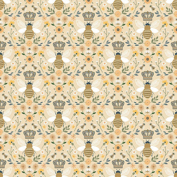 The Bee's Knees by Dear Stella -  Queen Bee in Sand (Qty 1 = 1/2 yd)