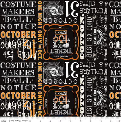 Costume Maker's Act II by J. Wecker Frisch - Ticket Text in Black (Qty 1 = 1/2 yd)