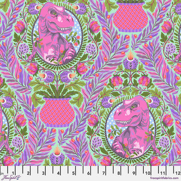 Roar! by Tula Pink - Tree Rex in Mist (Qty 1 = 1/2 yd)