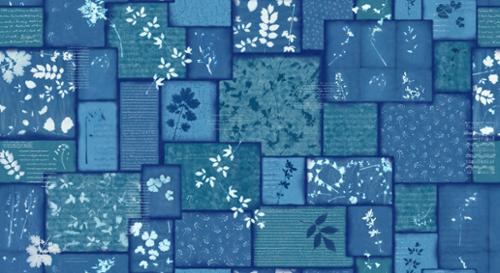 Bluebell by Janet Clare - Patchwork Florals in Cyan