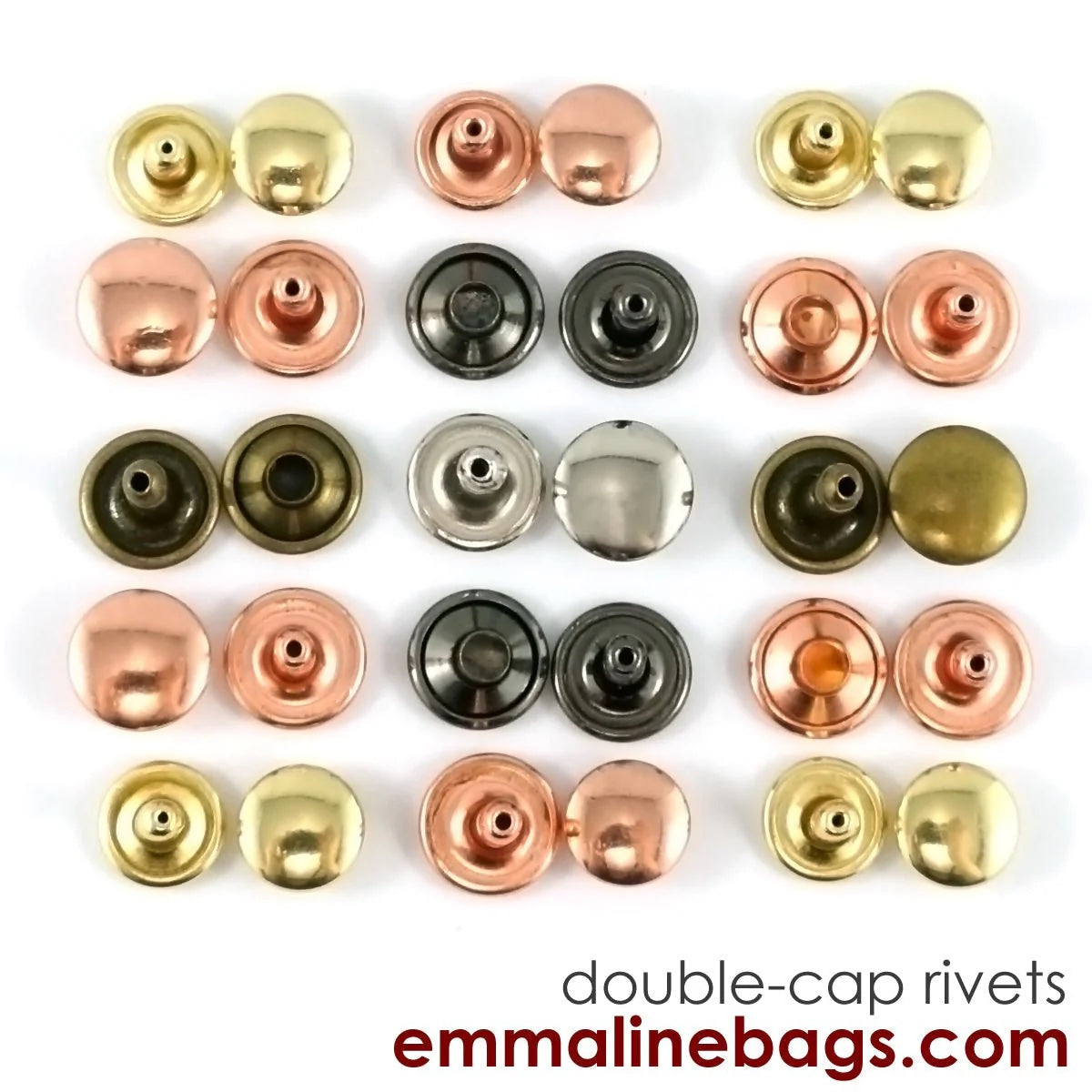 Double Cap Rivets - Large (9mm x 10mm) 50 Pack