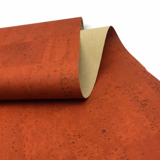 Cork Fabric - Red Orange Solid