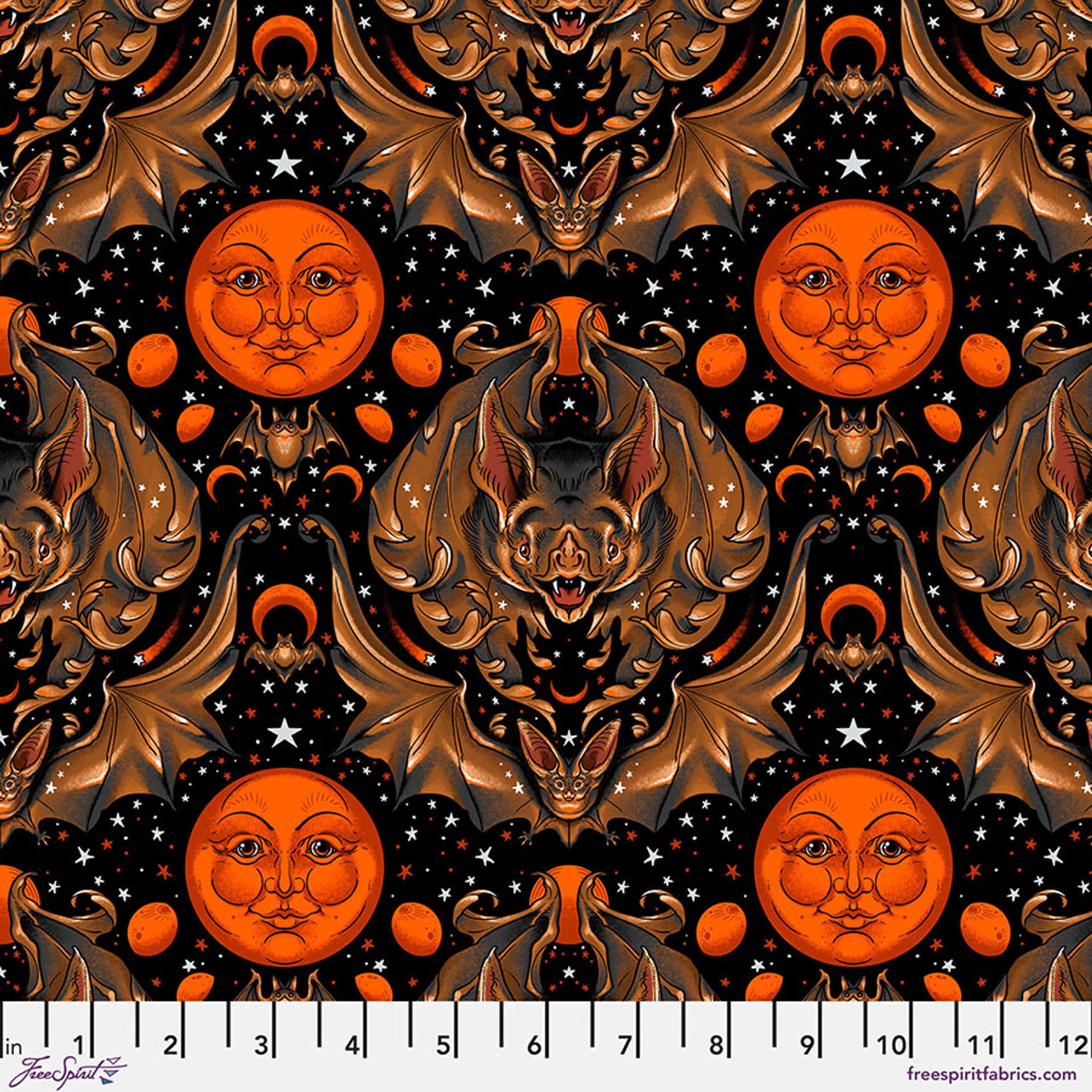 Costumes & Cobwebs by Rachel Hauer - Full Moon Flight in Black (Qty 1 = 1/2 yd)