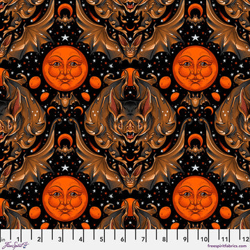 Costumes & Cobwebs by Rachel Hauer - Full Moon Flight in Black (Qty 1 = 1/2 yd)