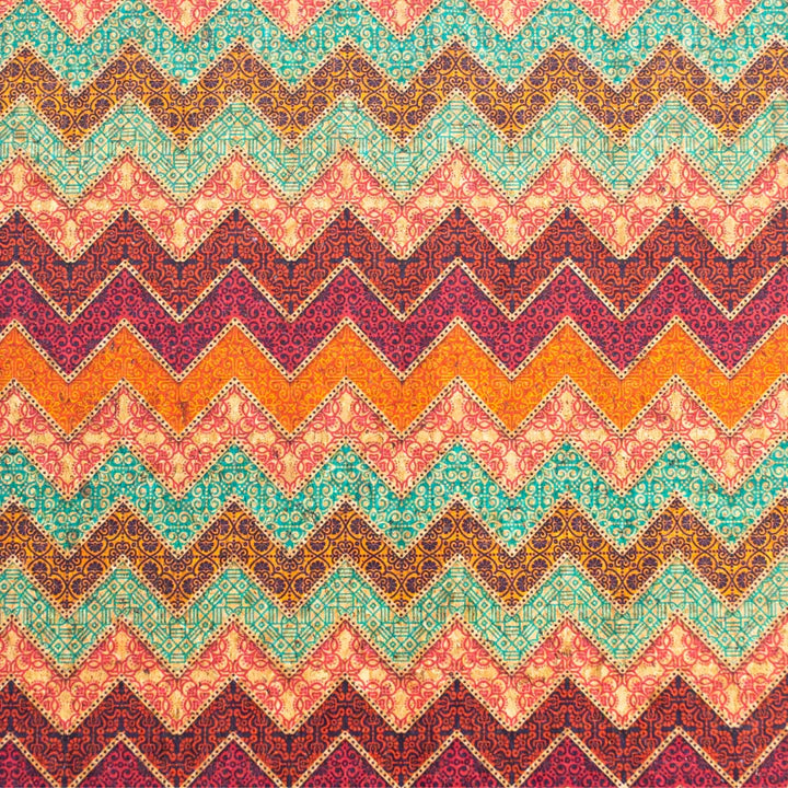 Cork Fabric - Colorful Chevron
