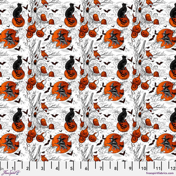 Costumes & Cobwebs by Rachel Hauer - SM Haunted Toile in White (Qty 1 = 1/2 yd)