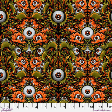 Costumes & Cobwebs by Rachel Hauer - Venus Eye Trap in Orange (Qty 1 = 1/2 yd)
