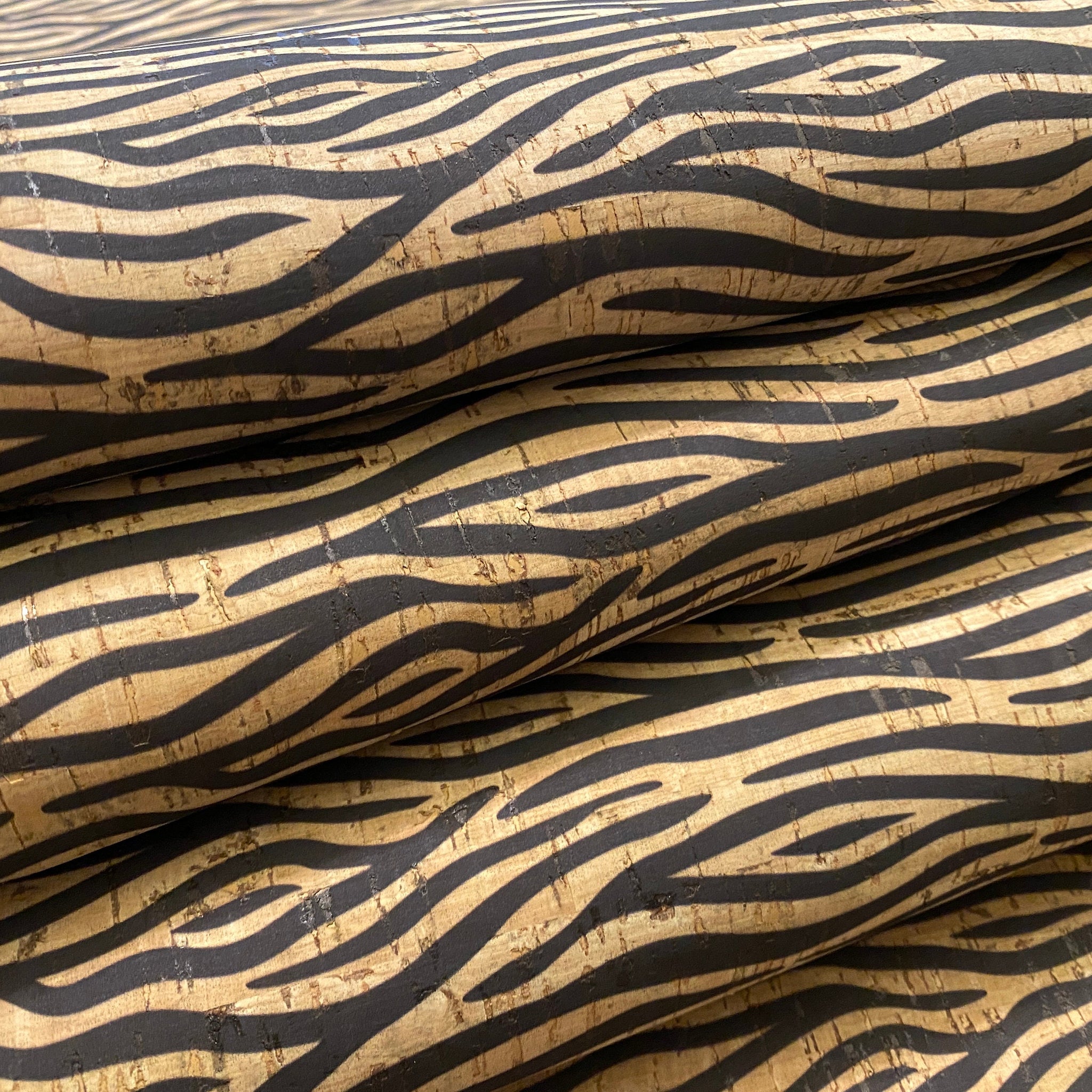 Cork Fabric - Zebra Print on Natural