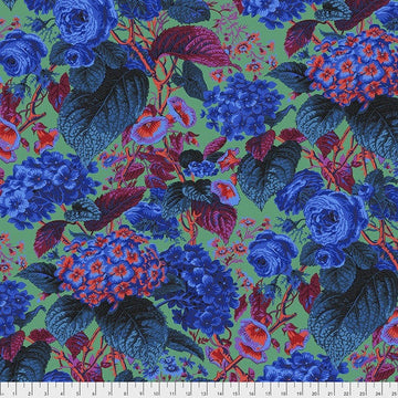 Collective Stash by Kaffe Fassett - Rose and Hydrangea in Blue (Qty 1 = 1/2 yd)