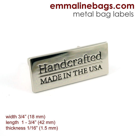 Metal Bag Label - "Handcrafted/Made in the USA"