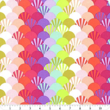 Parisville Deja Blue by Tula Pink - Fans in Sorbet