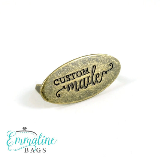 Metal Bag Label - Oval With "Custom Made"