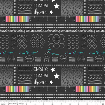 Make by Kristy Lea - Main in Black (Qty 1 = 1/2 yd)