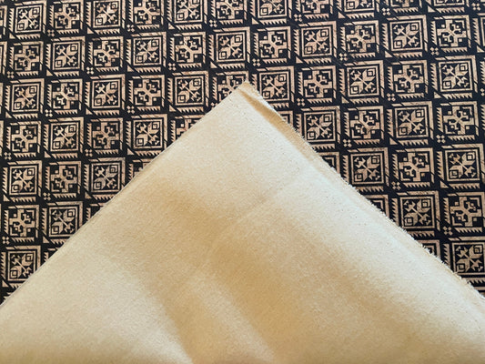 Cork Fabric - Black Aztec on Natural
